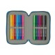 Double Pencil Case BlackFit8 M854 Blue 28 Pieces 12.5 x 19.5 x 4 cm