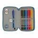 Double Pencil Case BlackFit8 M854 Blue 28 Pieces 12.5 x 19.5 x 4 cm