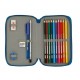 Double Pencil Case BlackFit8 M854 Dark blue 28 Pieces 12.5 x 19.5 x 4 cm