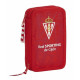 Plumier Doble Real Sporting de Gijón Rojo Deportivo 28 piezas 12.5 x 19.5 x 4 cm