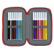 Double Pencil Case Real Sporting de Gijón White Red Sporting 28 Pieces 12.5 x 19.5 x 4 cm