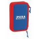 Double Pencil Case Real Sporting de Gijón White Red Sporting 28 Pieces 12.5 x 19.5 x 4 cm