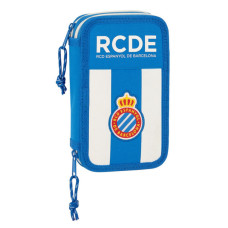 Double Pencil Case RCD Espanyol Blue White Sporting 28 Pieces 12.5 x 19.5 x 4 cm
