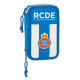 Double Pencil Case RCD Espanyol Blue White Sporting 28 Pieces 12.5 x 19.5 x 4 cm