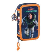 Double Pencil Case Buzz Lightyear Navy Blue (28 Pieces)