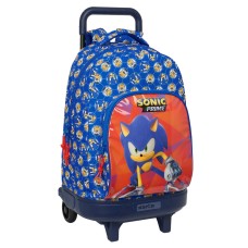 School Rucksack with Wheels Sonic Prime Blue 33 x 45 x 22 cm