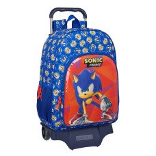 School Rucksack with Wheels Sonic Prime Blue 33 x 42 x 14 cm