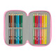 Plumier Triple SuperKitties Rosa Turquesa 12,5 x 19,5 x 5,5 cm 37 Piezas