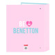 Carpeta de anillas Benetton Unique Rosa Turquesa A4 27 x 33 x 6 cm