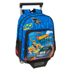 Mochila Escolar con Ruedas Hot Wheels Let's race Azul Negro 27 x 33 x 10 cm