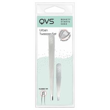 Set QVS Urban Tweezers for Plucking Stainless steel Silver (2 pcs)