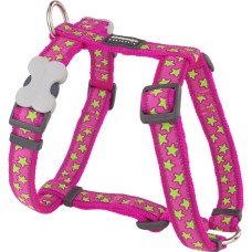 Dog Harness Red Dingo STYLE STARS LIME ON HOT PINK 36-54 cm 30-48 cm