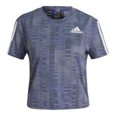 Women’s Short Sleeve T-Shirt Adidas Own The Run Steel Blue