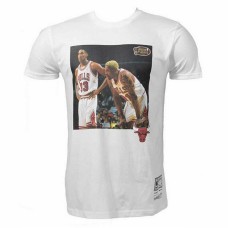 Camiseta de Manga Corta Hombre Mitchell & Ness Chicago Bulls Blanco Hombre