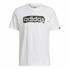 Men’s Short Sleeve T-Shirt Adidas Brushstroke Logo White