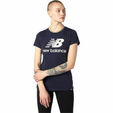 Camiseta de Manga Corta Mujer New Balance Essentials Stacked Logo Azul (L)