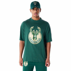 Camiseta de Manga Corta Hombre New Era NBA PANEL OS Milwaukee Bucks Verde Claro