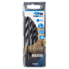 Set de brocas Ferrestock 3 / 4 / 5 / 6 / 8 mm Madera Hexagonal