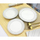 Dinnerware Set Rice grain White Black Porcelain 18 Pieces