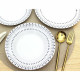 Dinnerware Set Rice grain White Black Porcelain 18 Pieces