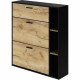 Shoe Rack Leona Brown Black Oak Melamin 90 x 25 x 102 cm