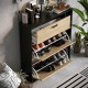 Shoe Rack Leona Brown Black Oak Melamin 90 x 25 x 102 cm