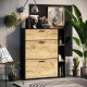 Shoe Rack Leona Brown Black Oak Melamin 90 x 25 x 102 cm