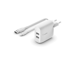 Cargador de Pared +Cable Lightning MFI Belkin WCD001VF1MWH Blanco 24 W