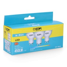 Pack de 3 bombillas LED EDM F 5 W GU10 450 lm Ø 5 x 5,5 cm (6400 K)