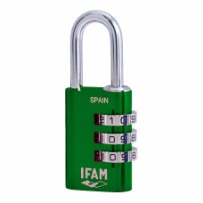 Combination padlock IFAM Combi30 Green Aluminium Chrome-plated steel (3 cm)