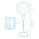 Ventilador de Pie EDM 33523 Blanco 25 W Solar