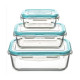 Set de 3 Fiambreras 5five Simply Smart Azul Transparente Cristal 300 ml 690 ml 1000 L 800 g