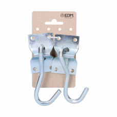 Soporte EDM 85243 Plateado 70 x 45 mm Gancho para colgar Hamaca (2 Unidades)