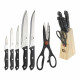 Set of Kitchen Knives and Stand Excellent Houseware Scissors 7 Pieces Black Wood Stainless steel polypropylene
