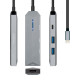 USB Hub Aisens USB-C dock 4 en 1, USB-C a 1xHDMI, 2xUSB, 1xPD, Gris, 15 cm