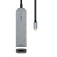 USB Hub Aisens USB-C dock 4 en 1, USB-C a 1xHDMI, 2xUSB, 1xPD, Gris, 15 cm
