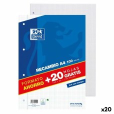 Hojas de cuadrícula Oxford Blanco A4 120 Hojas Recambio (20 Unidades)