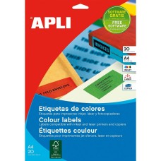 Etiquetas para Impresora Apli Verde 20 Hojas 210 x 297 mm