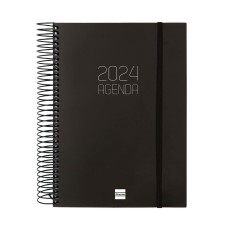 Diary Finocam Opaque 2024 Black A5 15,5 x 21,2 cm