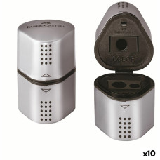 Sacapuntas Faber-Castell Grip 2001 3 en 1 Plateado Metal (10 Unidades)