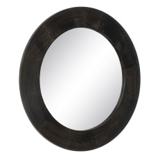 Wall mirror Dark brown Crystal Mango wood MDF Wood Vertical Circular 122 x 3,8 x 122 cm