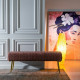 Bench 111 x 44 x 41,5 cm Synthetic Fabric Pink Metal