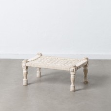 Bench 67 x 46 x 27 cm Wood Rope White