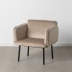 Armchair Synthetic Fabric Beige Metal