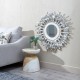 Wall mirror Teak White 80 x 8 x 80 cm