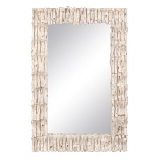 Wall mirror 60 x 8 x 90 cm Teak White