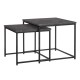 Side table 50 x 50 x 46 cm Black Metal Marble (2 Units)