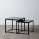 Side table 50 x 50 x 46 cm Black Metal Marble (2 Units)