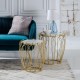 Side table 43 x 43 x 50 cm Golden Metal White Marble