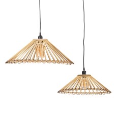 Ceiling Light 57 x 57 x 20,5 cm Natural Bamboo 220 V 240 V 60 W (2 Units)